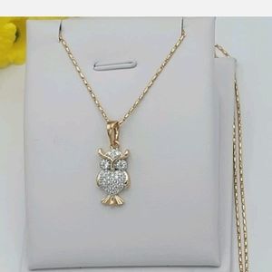 18K GOLD PLATED JEWELRYIcy Owl Pendant & ChainPENDANT18K Gold PlatedSize